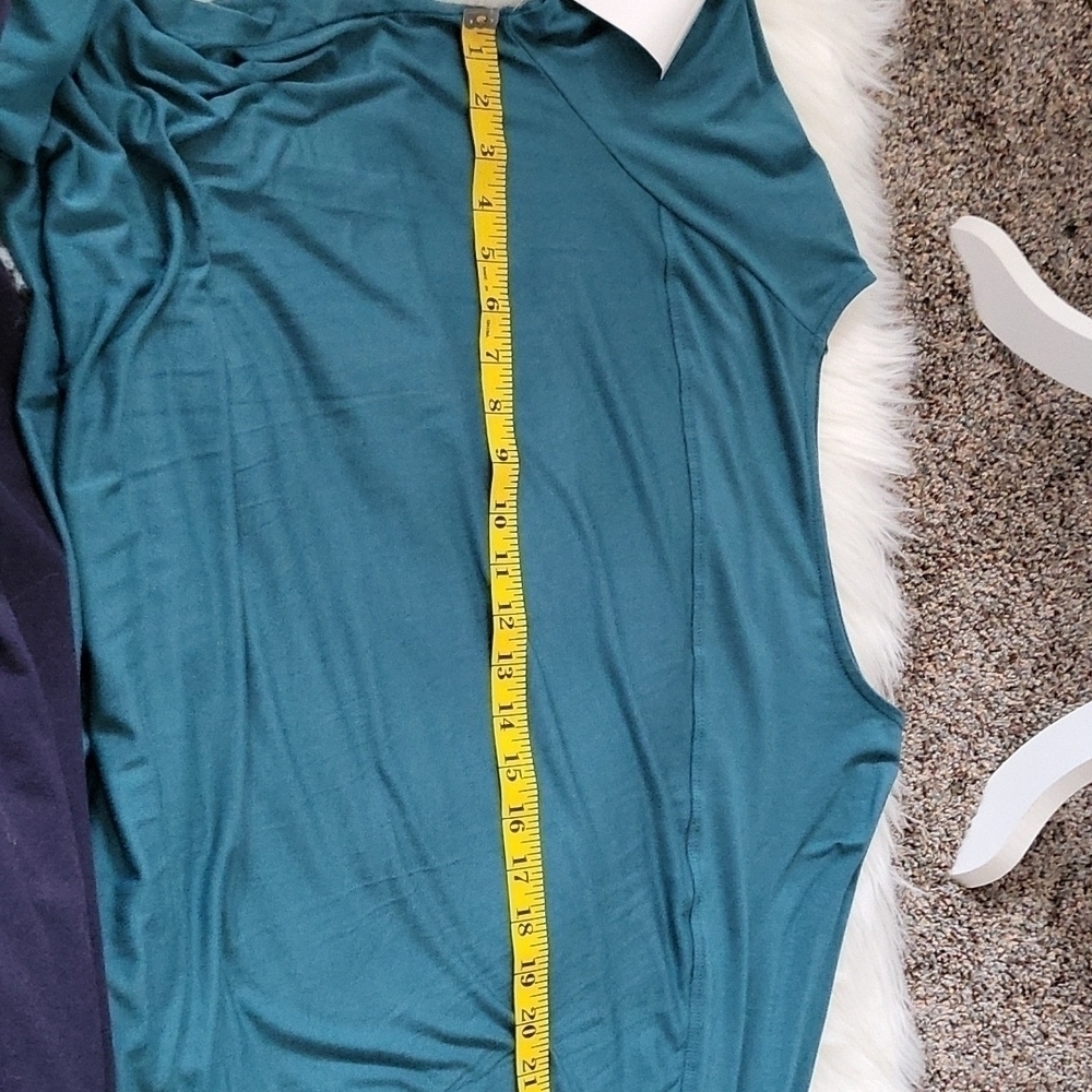 Roaman's asymmetrical teal tunic with dramatic sleeve NWT - Picture 10 of 12